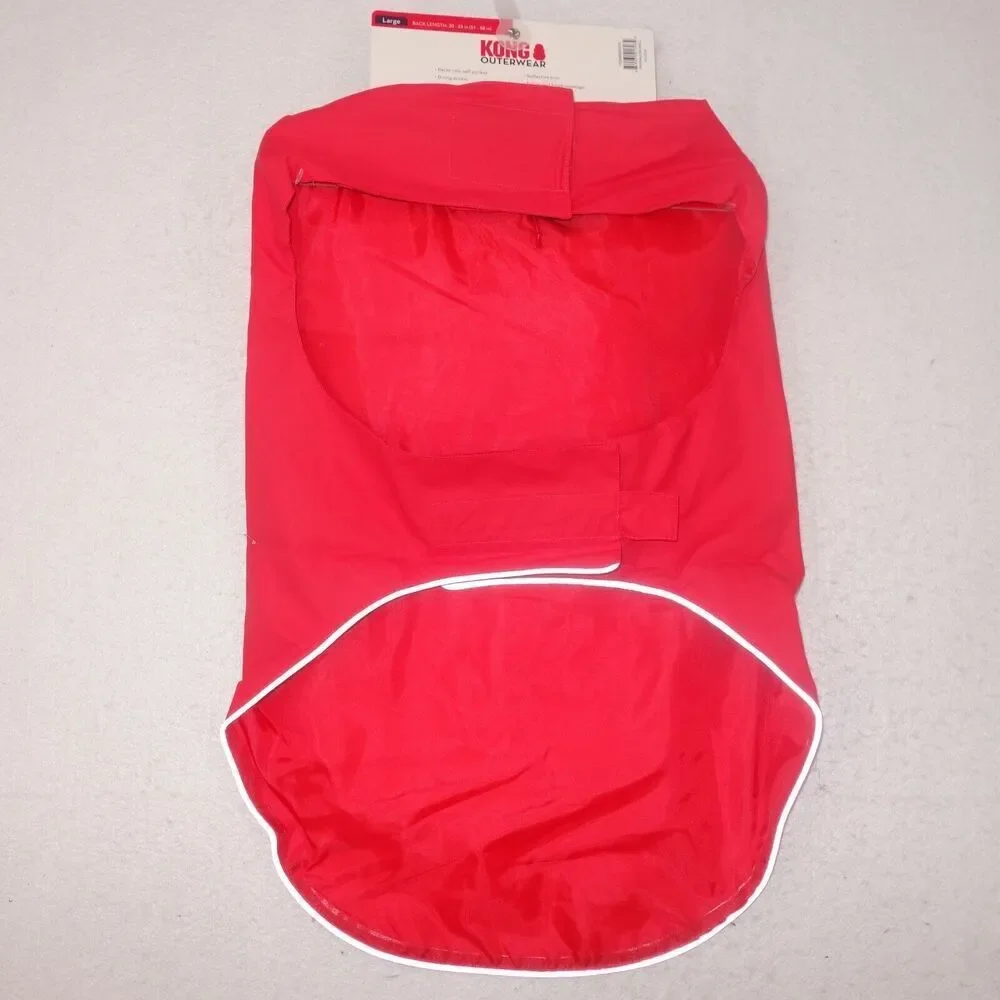 NEW Kong Packable Dog Rain Coat Jacket with Hood RED Size Medium  17